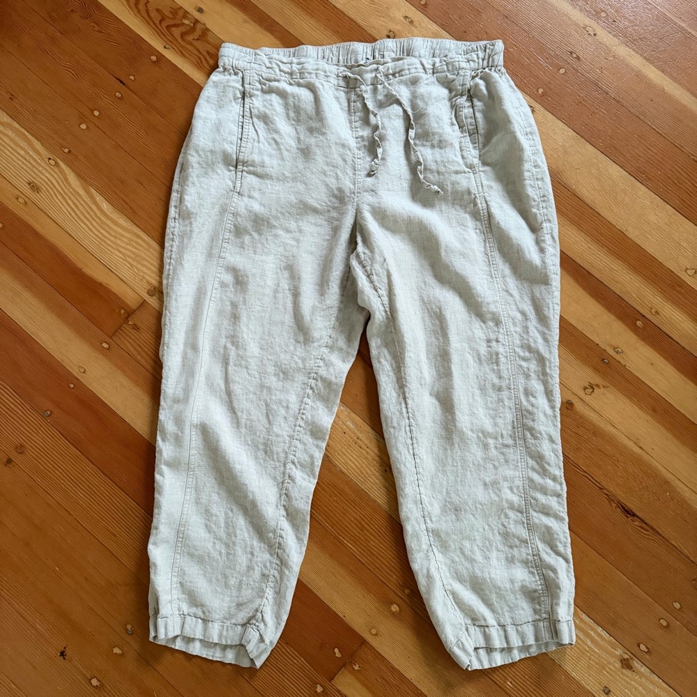 Coldwater Creek Linen Cropped Drawstring‎ Pants 1X
